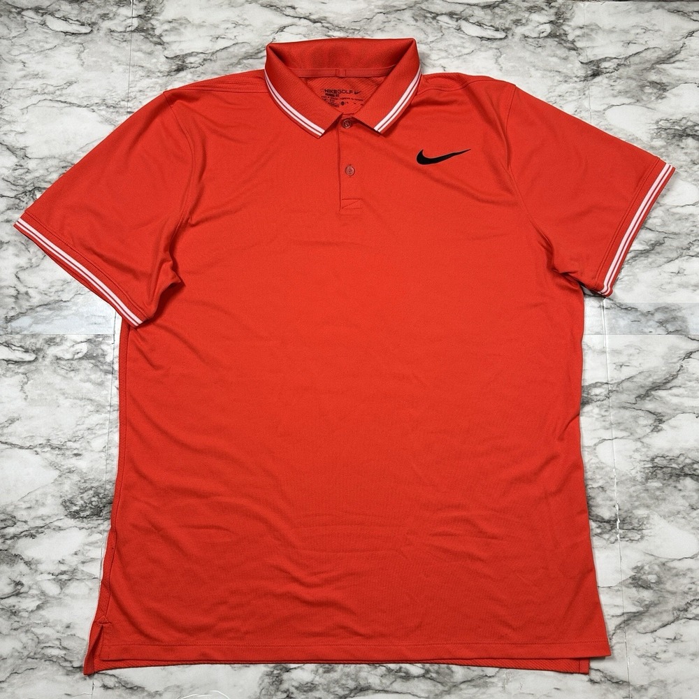 Nike Golf Modern Fit Polo Shirt Mens Size XL Orange Dri Fit Logo 833075-852 EUC